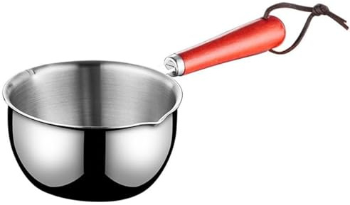 BBTISG Mini Pentolino Per Latte In Acciaio Inox, Mini Casseruola Portatile In Acciaio Inox Anti Scottatura Antiaderente Resistente Al Calore E Antiruggine Per Cucinare (300 ml)