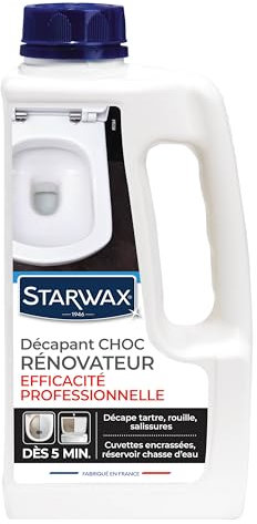 STARWAX - Décapant choc Rénovateur WC - Efficacité Professionnelle - Action rapide en 5min - Détartre, Décape et Rénove - Fabrication Française - 1L