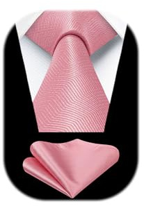 HISDERN Krawatten für Herren Klassische Hochzeit Krawatte mit Einstecktuch Set Formal Elegant Taschentuch Business Party