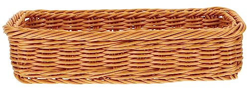PACKOVE Geflochtener Besteckkorb Aus Rattan Rechteckiger Korb Gewürzglas Aufbewahrungsbox Niedlicher Gabelhalter Praktischer Besteckkorb Für Das Restaurant Zu Hause