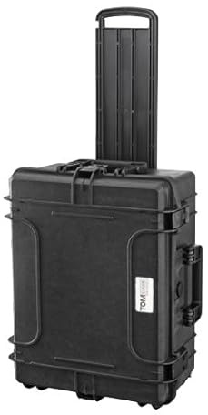 TomCase Valise avec Trolley, 53x40x24 cm, Grande Mallette d'extérieur étanche avec Insert en Mousse cubique, boîtier Rigide, Coffret Photo, Chariot pour Appareil Photo (Noir)