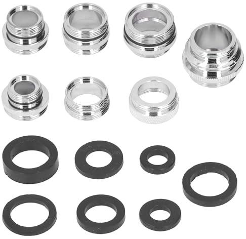 7pcs Kit Adaptateur Aérateur Robinet Métal avec Joints,Ensemble Connecteur Robinet Femelle/Mâle pour Pulvérisateurs/Filtres Jardin/Cuisine,Accessoires Tuyau pour Appareil Aérateur à économie Eau évier