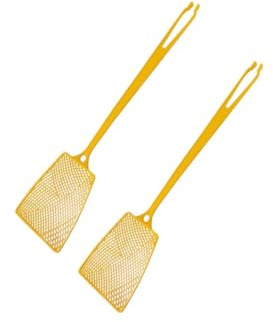 Fackelmann 9940450 set med 2 färgglada flugstavar, flugsmälla, flugdöda med tång för att plocka upp insekter, tejp, plast, röd, gul, svart, 40 x 10 cm