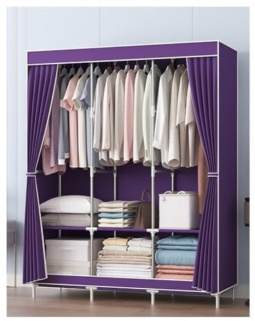 Generisch garderobenständer Kleiderschrank Faltschrank Stoffschrank Faltbarer Kleiderschrank Segeltuch mit Reißverschluss Kleiderstange 6 Regale für Schlafzimmer Wohnzimmer (Farbe: Blau)