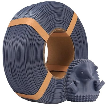 eSUN PLA+ Refill Filament 1.75mm, Refill PLA Plus Spoolless 3D Druck Filament, Maßgenauigkeit +/- 0.03mm, 1KG (2.2 LBS) für 3D Drucker, Grau