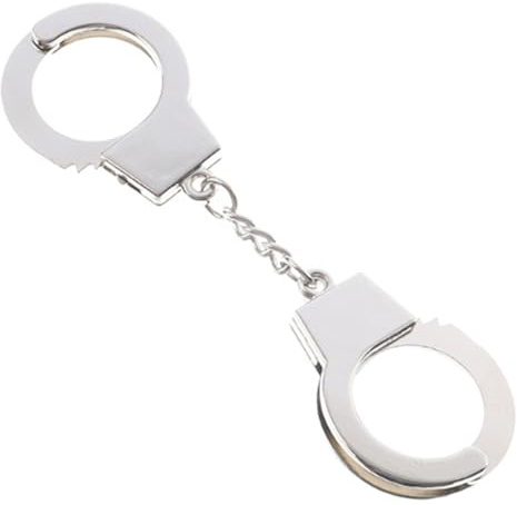 Schlüsselanhänger Handschellen, Keyring Handcuffs, Silberfarben aus Metall mit Verschlussmechanismus