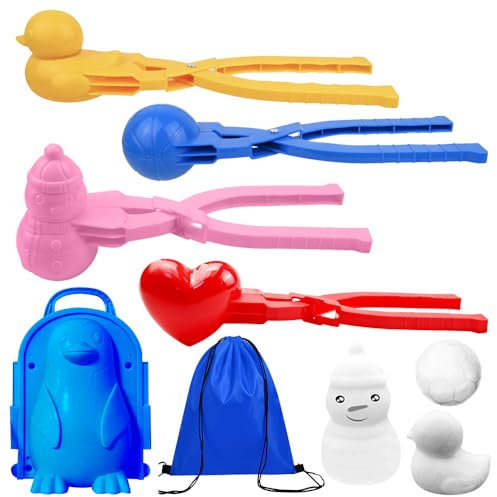 AVCXEC Pinces à Boules de Neige, Lot de 5 Clips pour Boule de Neige, Pince à Boule de Neige, Boule à Neige Pingouin, Jouets Plage de Neige Enfants, Jouets pour Enfants, Hiver et extérieur