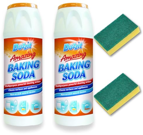 Multi-Purpose Baking soda for Household Cleaner,Bicarb white vinegar cleaning baking powder for mattress cleaner stain remover powerful baking soda for cleaning Eco Non-Scratch Sponges Bundle –2x500g