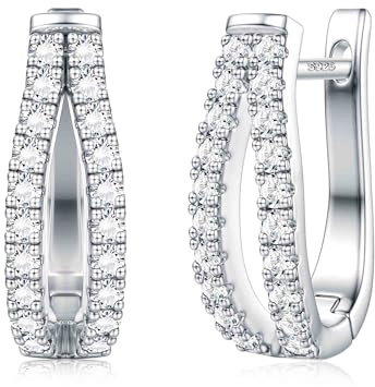 Dochais 925 Sterling Silver Hoop Earrings for Women Cubic Zirconia Huggie Hoop Earrings 14K Gold Plated Hypoallergenic Small Earring Lightweight Jewellery Gift for Girls Lady Silver C