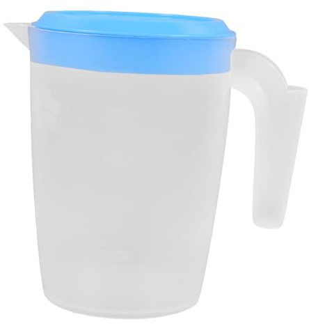 CONGARTENO Caraffa per Acqua in Plastica Pp 1l Grande Capacità e Manico Comodo, per Ristorante e Ufficio, Brocca per Bevande Coperchio Blu