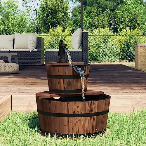 Fontana da giardino con pompa, 44,5 x 44,5 x 58 cm, abete massello 363333