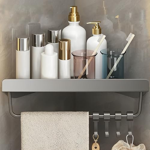 Duschablage Ohne Bohren Ecke, Duschregal Eckregal Bad Metall Badregal Badezimmer Organizer - 2 Befestigungsmethoden, mit Befestigungsschrauben und Klebstoff