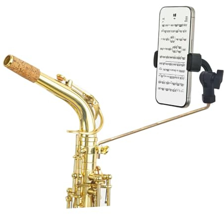 TAFALAA Alto saxofon/Tenorsaxofon telefonhållare sax lyre klämma telefonhållare fyrkantig 4 mm x 4 mm uttag justerbar vinkel