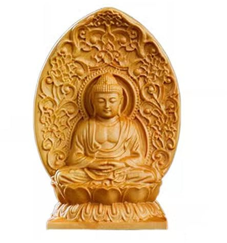 HFRSE Estatua De Buda De Boj Shakyamuni, Estatua De Buda Tallada En Madera Maciza, Llevando Adornos De Estatua De Buda Contigo