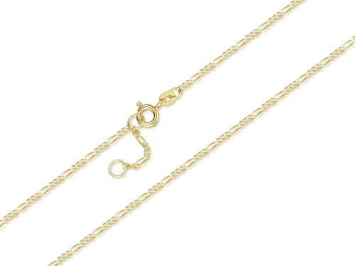 Silberketten Store DEIN SCHMUCK ONLINE SHOP Edle Fußkette Figaro Breite 1,5mm |echt 585 Gold | hochglanzpolierter Fußschmuck mit Federringverschluß