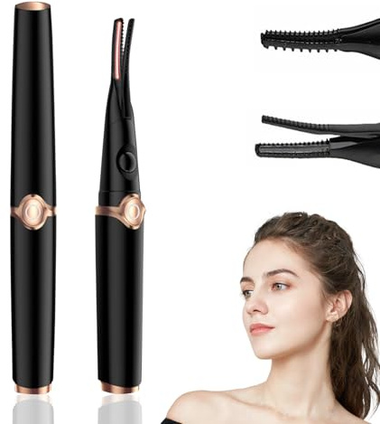 Beheizbare Wimpernzange, Elektrische Wimpernzange mit 3 Temperaturmodi Schnelles Aufheizen Wimpern Curler, USB Natürliches Wimpernbiegen für 24 Stunden Heated Eyelash Curler für alle Wimpern (schwarz)