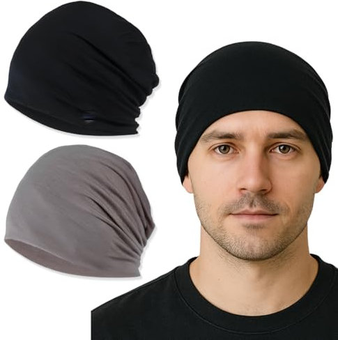 2 Pezzi Berretto Slouchy Cappello in Cotone Chemio Cancro Cappuccio per Dormire Cappuccio Turbante Copricapo Elastico Musulmano per Donna Uomo