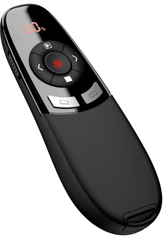 HELLCOOL Presenter USB C mit 300mAh Akku, 2.4 GHz Wireless Powerpoint Fernbedienung, Rot Pointer für Präsentationen, Präsentationsfernbedienung für Windows/Mac/PowerPoint/Keynote/Google Slides