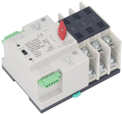 Haofy Interruptor de Transferencia Automática de Doble Potencia, Interruptor de Control de Contacto Plateado Confiable para Seguridad en el Hogar, CA 220V (100A)