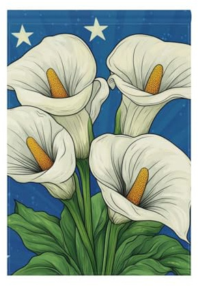 Bannière de Pâques pour décoration de terrasse Motif lys Calla Lilas 28 x 40 cm double face