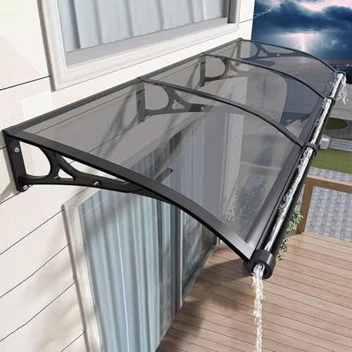 Marquise de Porte d’Entrée Moderne,Auvent de Porte et Fenêtres,Qualité 100% Marquise de Porte d'Entrée en Polycarbonate，Contre la Pluie et UV,Marquise de Porte Avant,80/100/120cm(80x460cm/31x181)