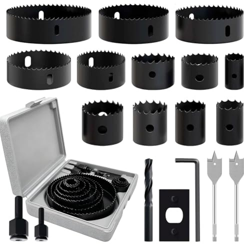 Lot de 16 scies cloches bi-métal (19-127 mm) pour bois dur et tendre, plaques de plâtre et plastique, haute dureté, évacuation rapide des copeaux - Dents ultra tranchantes
