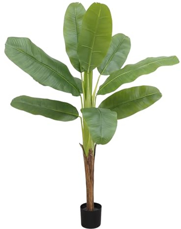 Ligne Déco – Bananier Artificiel 160cm | Plante Artificielle Pot Plastique Noir Intérieur Imitation Terre | Decoration Maison Élégante et Réaliste | Fausse Plante Bananier Interieur