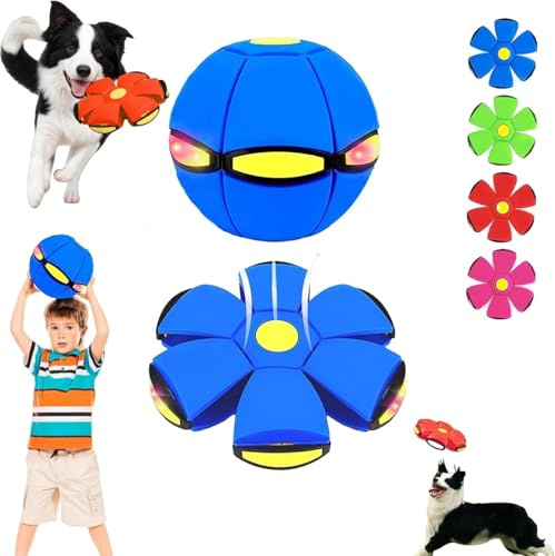Genérico Pelota Saltarina para Niños, Platillo Volante Mágico, Juguete Luminoso para Mascotas, Doble Función Conmutable Libremente para el Ejercicio Físico Educativo y la Reacción (Azul)