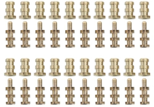 Healeved 20 Sets Table Leaf Dowels Connectors 8x10x30mm Copper Table Dowel Aligners for Furniture