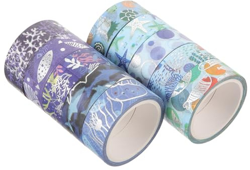 Zerodeko 10 rouleaux Ruban Washi Océan Fin et Adhésif pour Scrapbooking DIY Autocollants Bande Washi pour Agenda et Décoration Créative