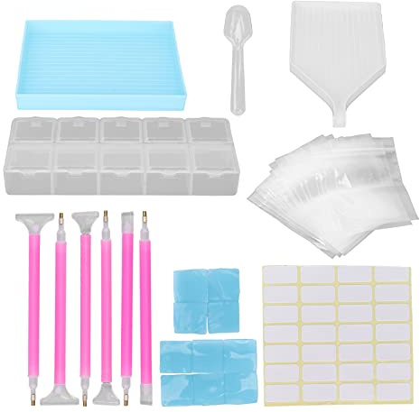 Kit de herramientas para pintar con diamantes de imitación DIY de outdoorm, bolígrafo para punteado de diamantes de imitación, bandeja de clasificación de cuentas, caja de