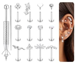 Chriscoco 18G Piercing Ohr Chirurgenstahl Tragus Labret Helix Piercings
