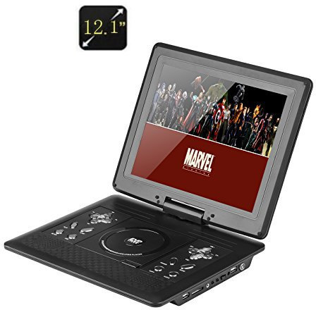 BW Lettore Dvd Portatile da 12,1 Pollici, Controller di Gioco, Telecomando, Caricatore da Auto, Schermo Girevole, Antenna