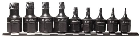 SW-Stahl 05542L Spiralnutendreheinsätze 1/2 2-14 mm - 9-teilig | Schraubenausdreher Satz - Bolzenentferner für defekte Schrauben - Linksausdreher für Kfz, Maschinenbau & Handwerk