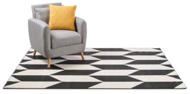 benuta Pop Teppich Dessert - Schwarz/Weiß 120x170 cm - Kunstfaser - Rechteckig & im Style: Zickzack, Hygge & Cozy, Minimalistisch, Scandi - Pflegeleicht für Wohnzimmer Schlafzimmer