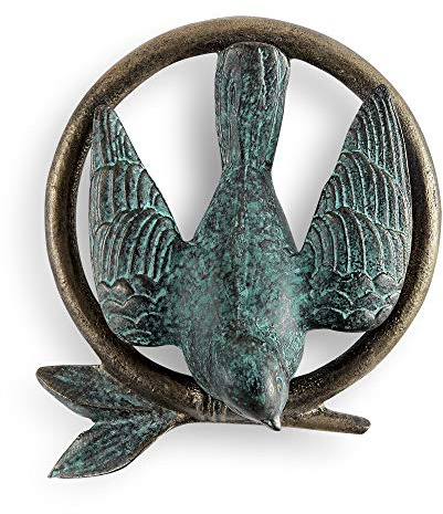 SPI Dekorativer Türklopfer mit Vogelmotiv, 15,2 x 14 x 6,3 cm, Aluminiumguss, Grünspan und Bronze-Patina