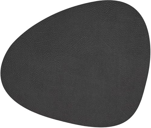 LindDNA Tischset Curve aus recyceltem Hippo Leder in der Farbe Black-Anthracite mit Einer Größe von 37x44cm, 981292