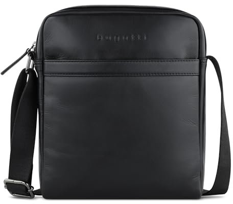 bugatti Corso kleine Schultertasche aus Rindleder, Cross-Body Umhängetasche in schwarz
