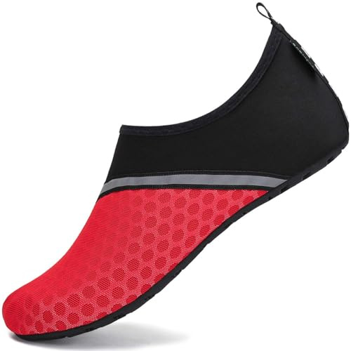 SAGUARO Hombre Mujer Zapatos de Agua Playa Escarpines Zapatillas de Deportes Acuáticos Buceo Surf Snorkel Yoga Piscina, Rojo 36/37