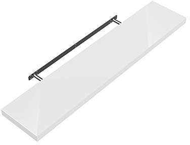 Casaria Mensola da Parete Legno 50cm Supporto 50-110cm Pensile 15kg Cucina Libreria Bianco Lucido