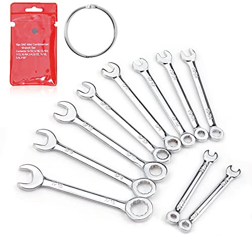 LEONTOOL 10 mini chiavi a rotella standard SAE da 5/32 a 7/16, per tecnici automobilistici e utenti industriali