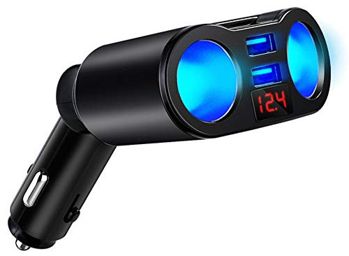 Merkts Quick Charge Car Charger,3 in 1 Car Charger Cigarette Lighter Socket Splitter Plug Dual USB Charger