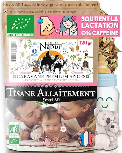 120 gr Tisane Allaitement BIO | Favorise l'Allaitement Maternel | Favorise la Lactation Maternelle | | Fenouil, Carvi, Fenugrec, Honeybush - NABÜR
