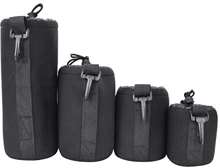 Cubierta de la Lente de la cámara 4PCS S M L XL Neopreno portátil Negro Elástico Absorción de Golpes DSLR Cubierta de la Lente de la cámara Bolsa de Almacenamiento, Default
