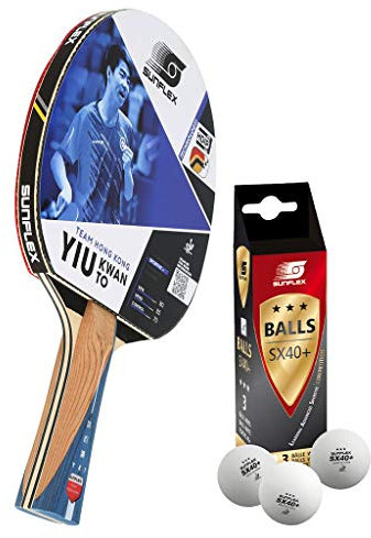 Sunflex Team YIU Kwan to Tischtennisschläger + 3*** ITTF SX+ Tischtennisbälle | Tischtennisschlägerset | Tischtennis Set