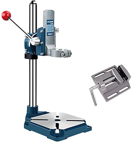 YAOYAOO Perceuse à Colonne, Support de Perceuse avec Étau ou Plaque Pression, Rotation à 90 °+ Base Fonte, Colonne de Support pour Perceuse pour Percer Couper, Support Réglable D'établi
