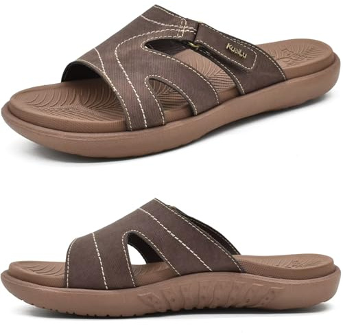 KuaiLu Claquette Femme Orthopédique Mode Legere Soutien Plantaire Sandales Reglables Confort Yoga Plage Piscine Douche Mules Marron 40