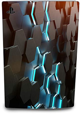 Finest Folia Schutzfolie kompatibel mit PS5 Disc Edition Design Cover Vinyl | Sticker Hexagon Zubehör Folie für Spielekonsole Gehäuse Aufkleber Hülle als Kratzschutz Schutz Sticker