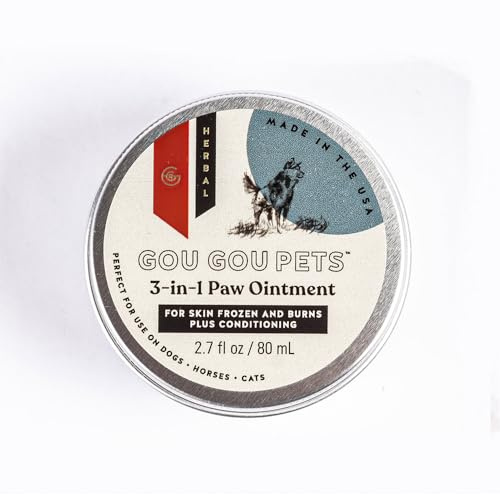 Gou Gou Pets 3-in-1 Paw Ointment Holistic Natural Derived Herbalfor Dogs, Cats, Horses: Conditioning & Moisturizing for Extreme Heat & Cold Causing Frozen & Burned Paws - Made in USA - 1 oz