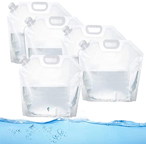 5 Stück Wasserkanister Faltbare, 5L/10L Umweltschutz Wiederverwendbarer Wassersack, Trinkwasser Faltkanister Wassersack mit Deckel & Griffmulde für Wandern Picknick,White 10l,Without tap